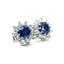 Blue Sapphire & Diamond Cluster Earrings, Circa 1980