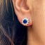 Blue Sapphire & Diamond Cluster Earrings, Circa 1980