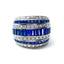 Sapphire & Diamond 7 Row Bombe Ring, Circa 1980