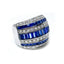 Sapphire & Diamond 7 Row Bombe Ring, Circa 1980
