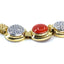 Cabachon Coral and Diamond Panel Bracelet, Circa 1980