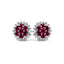 Ruby & Diamond Cluster Stud Earrings, Circa 1960