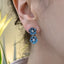 Blue Topaz & Diamond Drop Flower Earrings, Circa 1990