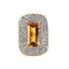 Rare Imperial Topaz & Diamond Cocktail Ring, Circa 1965