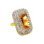 Rare Imperial Topaz & Diamond Cocktail Ring, Circa 1965