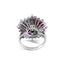 Ruby & Diamond Catherine Wheel Cluster Ring, Hallmarked London 1980