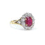 Ruby & Diamond Oval Cluster Ring, Hallmarked London 1996