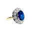 Art Deco Oval Sapphire & Diamond Cluster Ring, Circa 1930