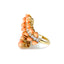 Pear Shape Coral & Diamond Cross Over Ring, Circa 1970