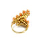 Pear Shape Coral & Diamond Cross Over Ring, Circa 1970