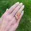 Pear Shape Coral & Diamond Cross Over Ring, Circa 1970
