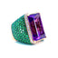 Amethyst Diamond & Tsavorite Garnet Bombe Ring, Circa 2000