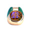 Amethyst Diamond & Tsavorite Garnet Bombe Ring, Circa 2000