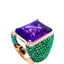 Amethyst Diamond & Tsavorite Garnet Bombe Ring, Circa 2000