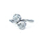 Art Deco 2 Stone Diamond Cross Over Ring, Circa 1920