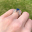 Sapphire Solitaire Ring with Diamond Shoulders, Circa 1990