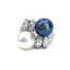 Black & White Pearl Twist Ring with Diamond Shoulders, Circa 1965