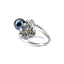 Black & White Pearl Twist Ring with Diamond Shoulders, Circa 1965