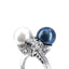 Black & White Pearl Twist Ring with Diamond Shoulders, Circa 1965