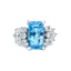 Emerald Cut Aquamarine & Diamond Ring, Circa 1960