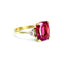 Pink Tourmaline and Triangular Diamond 3 Stone Ring, Hallmark London 1989