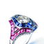 Art deco style diamond sapphire & ruby ring, Circa 2000