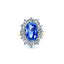 Natural Ceylon Sapphire & Diamond Cluster Ring, Hallmarked London 1985