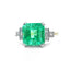 Emerald Solitaire Ring with Diamond Shoulders, Circa 1950