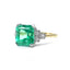 Emerald Solitaire Ring with Diamond Shoulders, Circa 1950