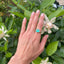 Emerald Solitaire Ring with Diamond Shoulders, Circa 1950