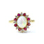 Cabochon Opal, Ruby and Diamond Cluster Ring, Hallmark London 1981