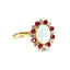 Cabochon Opal, Ruby and Diamond Cluster Ring, Hallmark London 1981