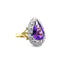 Pear Shaped Amethyst and Diamond Ring, Hall mark Birmingham 1988