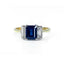 Emerald Cut Sapphire and Baguette Diamond 3 Stone Ring, Circa 1970