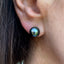 Black Tahitian South Sea Pearl Stud Earrings, Circa 2000
