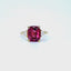 Pink Tourmaline and Triangular Diamond 3 Stone Ring, Hallmark London 1989