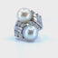 Cream & Grey 2 Stone Pearl and Diamond Ring, Circa 1955