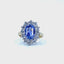 Natural Ceylon Sapphire & Diamond Cluster Ring, Hallmarked London 1985