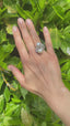 Cream & Grey 2 Stone Pearl and Diamond Ring, Circa 1955
