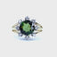 Green Tourmaline and Diamond Cluster Ring, Circa 1960