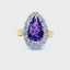 Pear Shaped Amethyst and Diamond Ring, Hall mark Birmingham 1988