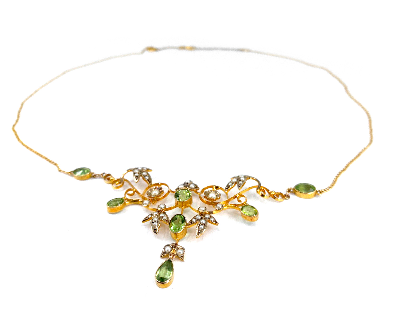 Jenny Lind Peridot, Citrine and Pearl Necklace : Museum of Jewelry